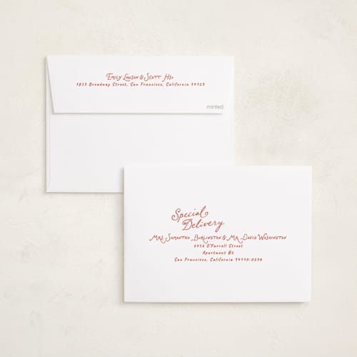 This is a santa suit holiday photo cards with standard by Everett Paper Goods called icing printing on recycled smooth signature in standard