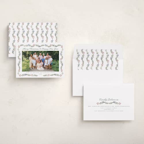 This is a winter holiday photo cards with standard by Petra Kern called border line printing on recycled smooth signature in standard