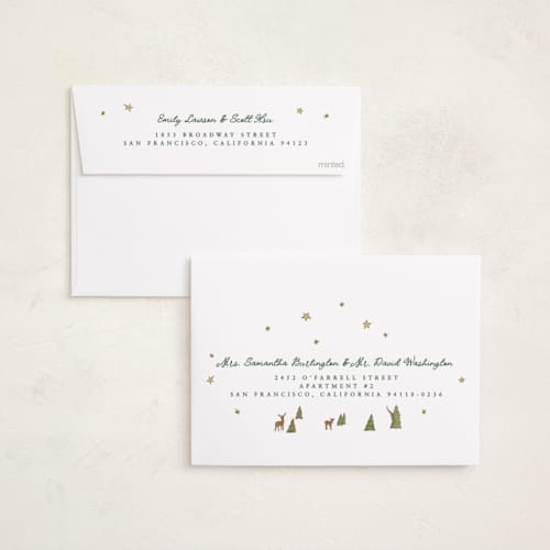 This is a pine holiday photo cards with standard by Bailamor Design by CM called carousel printing on recycled smooth signature in standard