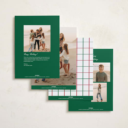 This is a mistletoe holiday photo cards with standard by Kanika Mathur called vintage line frame printing on recycled smooth signature in standard