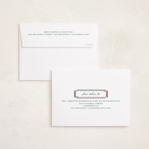 This is a mistletoe holiday photo cards with standard by Kanika Mathur called vintage line frame printing on recycled smooth signature in standard