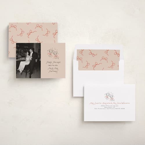 This is a candied grapefruit holiday photo cards with standard by Randi Cirelli called newlywed toast printing on recycled smooth signature in standard