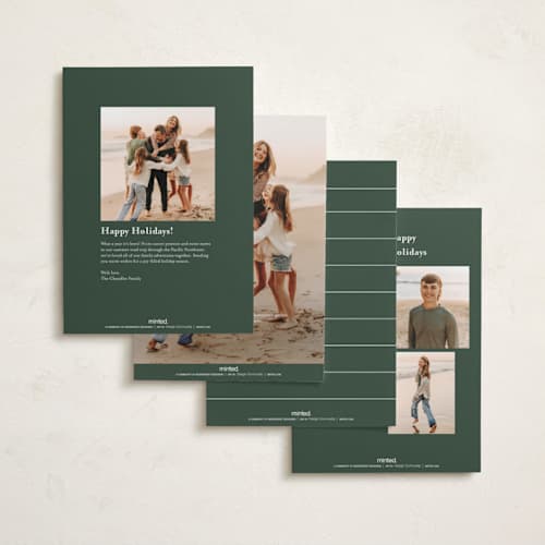 This is a fir holiday photo cards with standard by Ashley Iwafuchi called vintage wishes printing on recycled smooth signature in standard