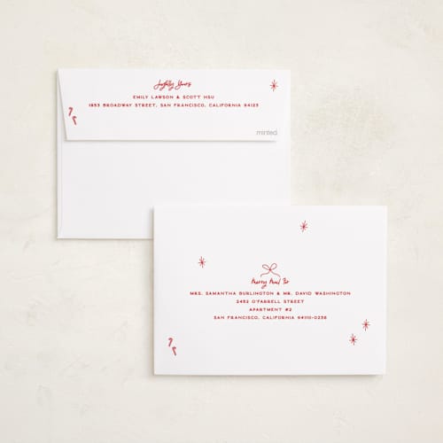 This is a poinsettia holiday photo cards with standard by Owl and Toad called personal note printing on recycled smooth signature in standard