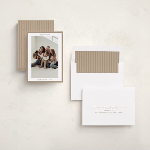 This is a gingerbread holiday photo cards with standard by JoAnn Jinks called modern border printing on recycled smooth signature in standard