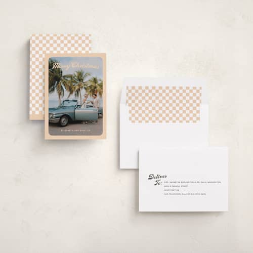 This is a eggnog holiday photo cards with standard by Snow and Ivy called tour printing on recycled smooth signature in standard