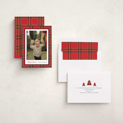 This is a cardinal holiday photo cards with standard by Cindy Reynolds called navy baby printing on recycled smooth signature in standard
