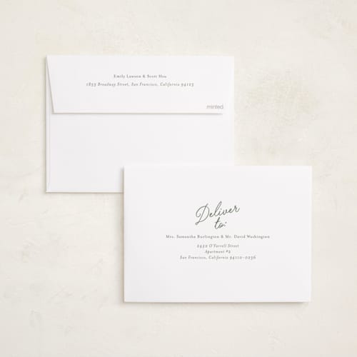 This is a eucalyptus holiday photo cards with standard by Carmia C. called nostalgic script printing on recycled smooth signature in standard