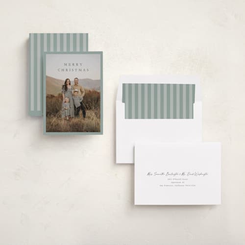 This is a pine needle holiday photo cards with standard by Kasia Labocki called homebound printing on recycled smooth signature in standard