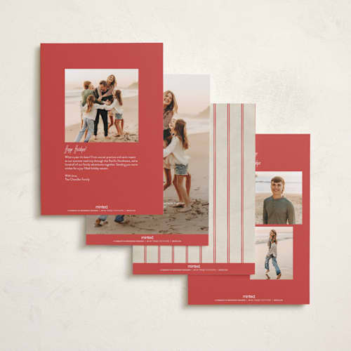 This is a peppermint holiday photo cards with standard by Jenna Holcomb called vintage mail printing on recycled smooth signature in standard