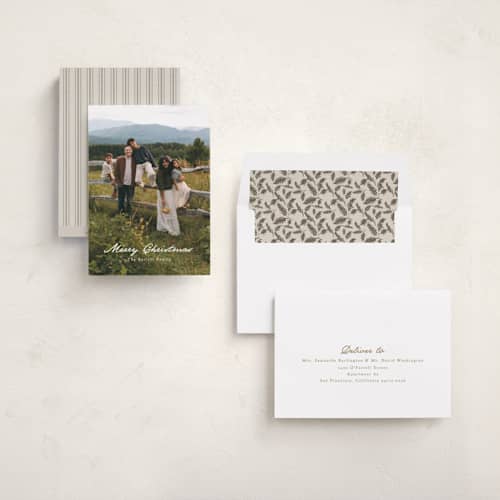 This is a snowfall holiday photo cards with standard by Erin L. Wilson called expanse printing on recycled smooth signature in standard