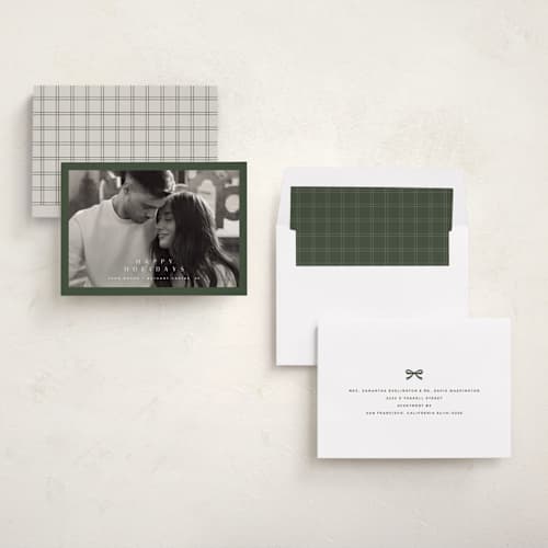This is a moss holiday photo cards with standard by Stacey Meacham called simple holidays printing on recycled smooth signature in standard