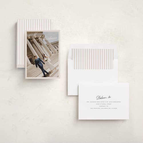 This is a chiffon holiday photo cards with standard by Nicoletta Savod called gorgeous printing on recycled smooth signature in standard