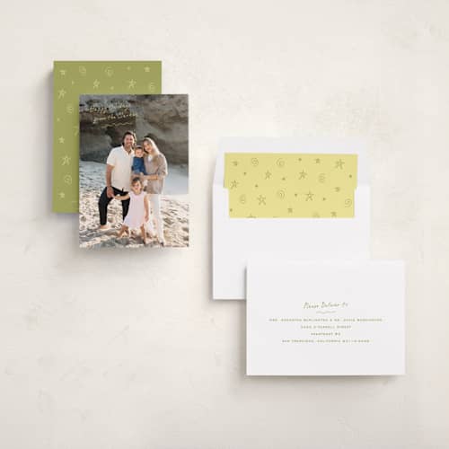 This is a lemon holiday photo cards with standard by Ekko Studio called tiny note printing on recycled smooth signature in standard