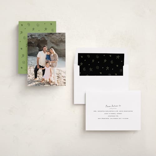 This is a ink holiday photo cards with standard by Ekko Studio called tiny note printing on recycled smooth signature in standard