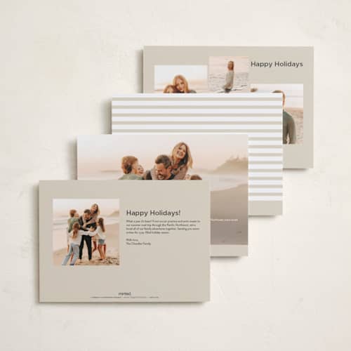 This is a gingerbread holiday photo cards with standard by Danie Romrell called tagged stripes printing on recycled smooth signature in standard
