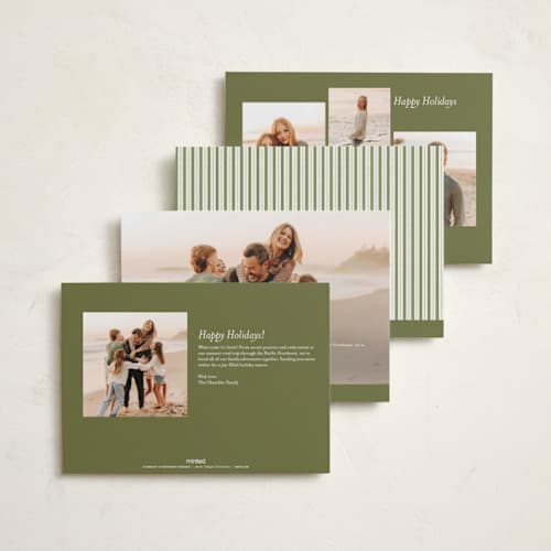 This is a sage holiday photo cards with standard by Sara Hicks Malone called fair isle printing on recycled smooth signature in standard