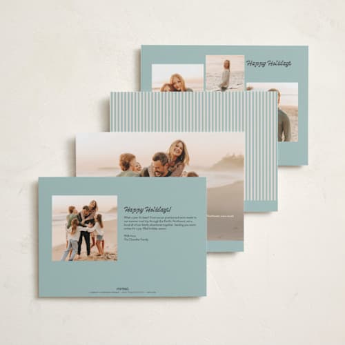 This is a cabana holiday photo cards with standard by Carolyn Nicks called striped delight printing on recycled smooth signature in standard