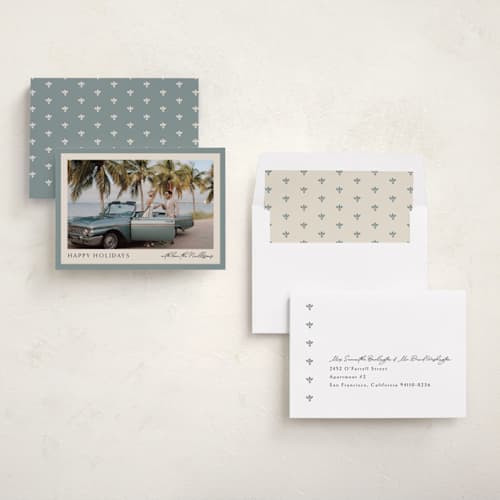 This is a pool holiday photo cards with standard by Chris Griffith called holiday band printing on recycled smooth signature in standard