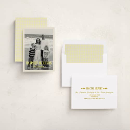 This is a sunshine holiday photo cards with standard by chocomocacino called modjeska printing on recycled smooth signature in standard