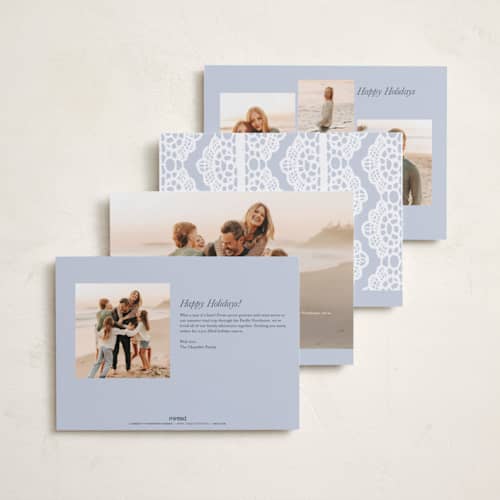 This is a fog holiday photo cards with standard by AK Graphics called lace doilie printing on recycled smooth signature in standard
