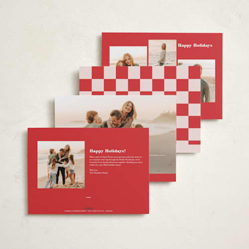 This is a minnie's bow holiday photo cards with standard by Carrie ONeal called disney mickey checkerboard printing on recycled smooth signature in standard