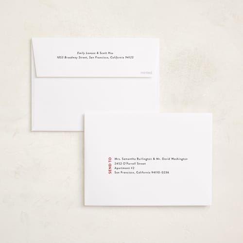 This is a berry holiday photo cards with standard by Wendy Chung called modern postcard printing on recycled smooth signature in standard