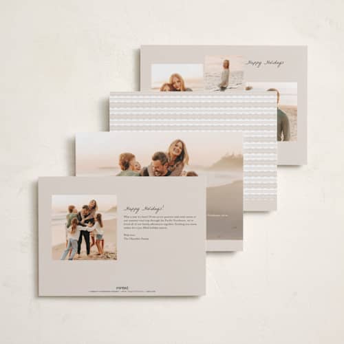 This is a creamer holiday photo cards with standard by Pixel and Hank called dispatch printing on recycled smooth signature in standard