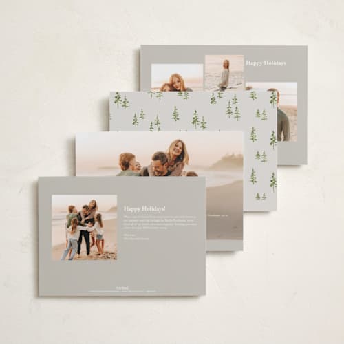 This is a slate holiday photo cards with standard by Everett Paper Goods called little pines printing on recycled smooth signature in standard