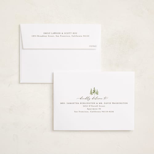 This is a slate holiday photo cards with standard by Everett Paper Goods called little pines printing on recycled smooth signature in standard