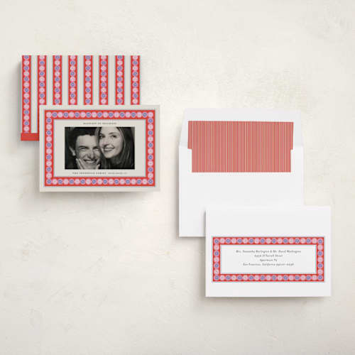 This is a sprinkles holiday photo cards with standard by Jackie Crawford called sugarplum border printing on recycled smooth signature in standard