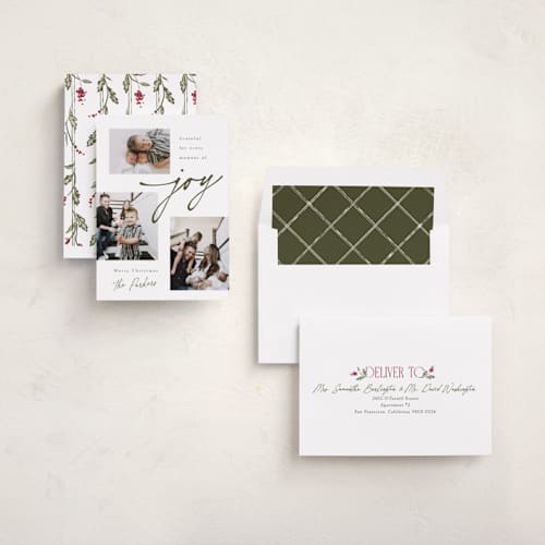 This is a snow holiday photo cards with standard by Robert and Stella called little moments of joy printing on recycled smooth signature in standard