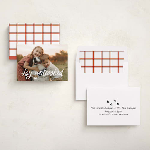 This is a snow holiday photo cards with standard by Annie Holmquist called unleashed printing on recycled smooth signature in standard