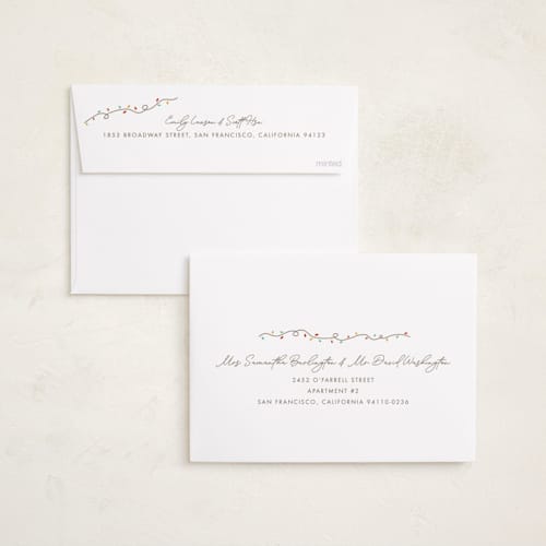 This is a frosting holiday photo cards with standard by Holly Whitcomb called crazy lights printing on recycled smooth signature in standard