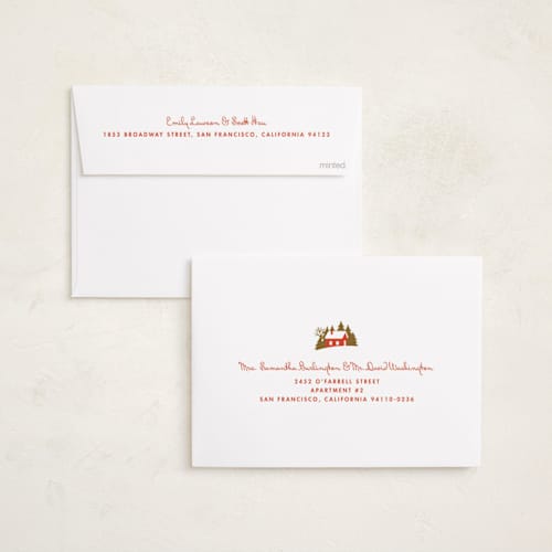 This is a fruitcake holiday photo cards with standard by Ekko Studio called vintage village printing on recycled smooth signature in standard