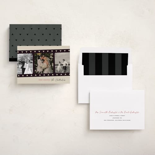 This is a retro holiday photo cards with standard by Kamala Nahas called mickey filmstrip printing on recycled smooth signature in standard