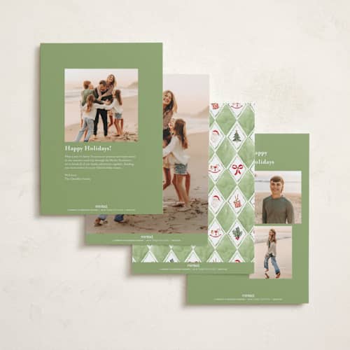 This is a matcha holiday photo cards with standard by Sarah Knight called nostalgic wrap printing on recycled smooth signature in standard