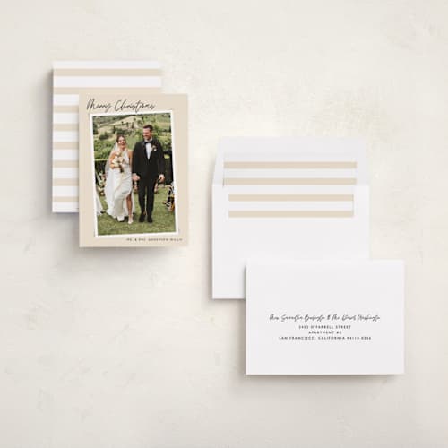This is a latte holiday photo cards with standard by Alicia Schultz called dated snapshot printing on recycled smooth signature in standard
