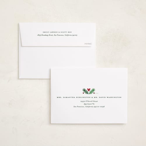 This is a holly holiday photo cards with standard by Erica Krystek called disney's modern mickey holly printing on recycled smooth signature in standard