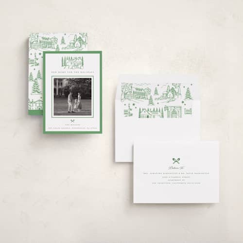 This is a fir holiday photo cards with standard by Teju Reval called festive home printing on recycled smooth signature in standard