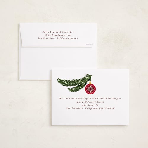 This is a cranberry holiday photo cards with standard by Janean Hinger called merrily printing on recycled smooth signature in standard