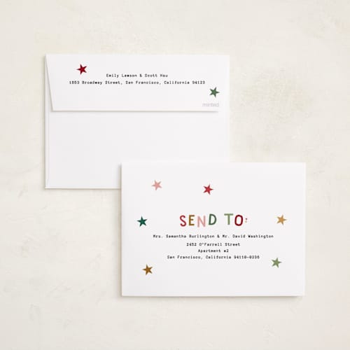 This is a cozy cabin holiday photo cards with standard by Kercia Jane called full of joy (& cheer) printing on recycled smooth signature in standard