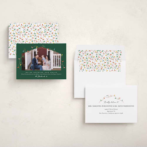 This is a juniper holiday photo cards with standard by Erica Krystek called christmas move printing on recycled smooth signature in standard