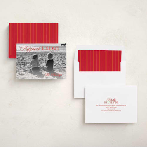 This is a candied apple holiday photo cards with standard by Simona Camp called simply us printing on recycled smooth signature in standard