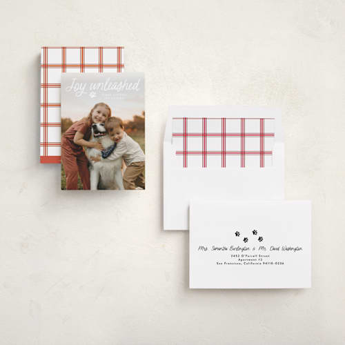 This is a snow holiday photo cards with standard by Annie Holmquist called unleashed printing on recycled smooth signature in standard
