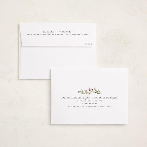 This is a mist holiday photo cards with standard by Everett Paper Goods called nantucket printing on recycled smooth signature in standard