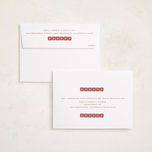 This is a poinsettia holiday photo cards with standard by Katharine Watson called stamped blocks printing on recycled smooth signature in standard