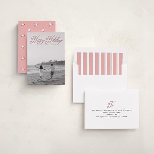 This is a gumdrop holiday photo cards with standard by Ekko Studio called old hollywood printing on recycled smooth signature in standard
