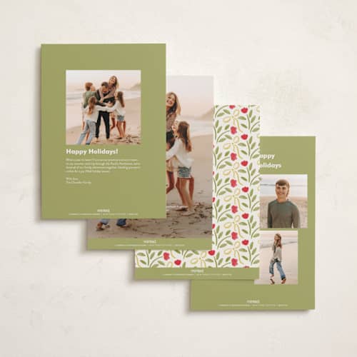This is a cream holiday photo cards with standard by Jenny Millington called merry greeting printing on recycled smooth signature in standard