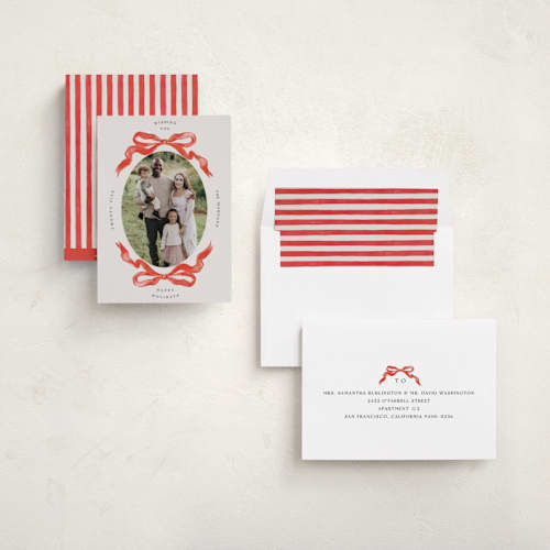 This is a candy holiday photo cards with standard by Pati Cascino called gibson printing on recycled smooth signature in standard